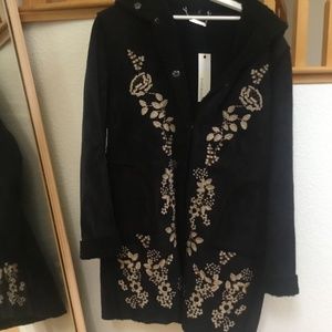 Black, Embroidered, Paparazzi Coat